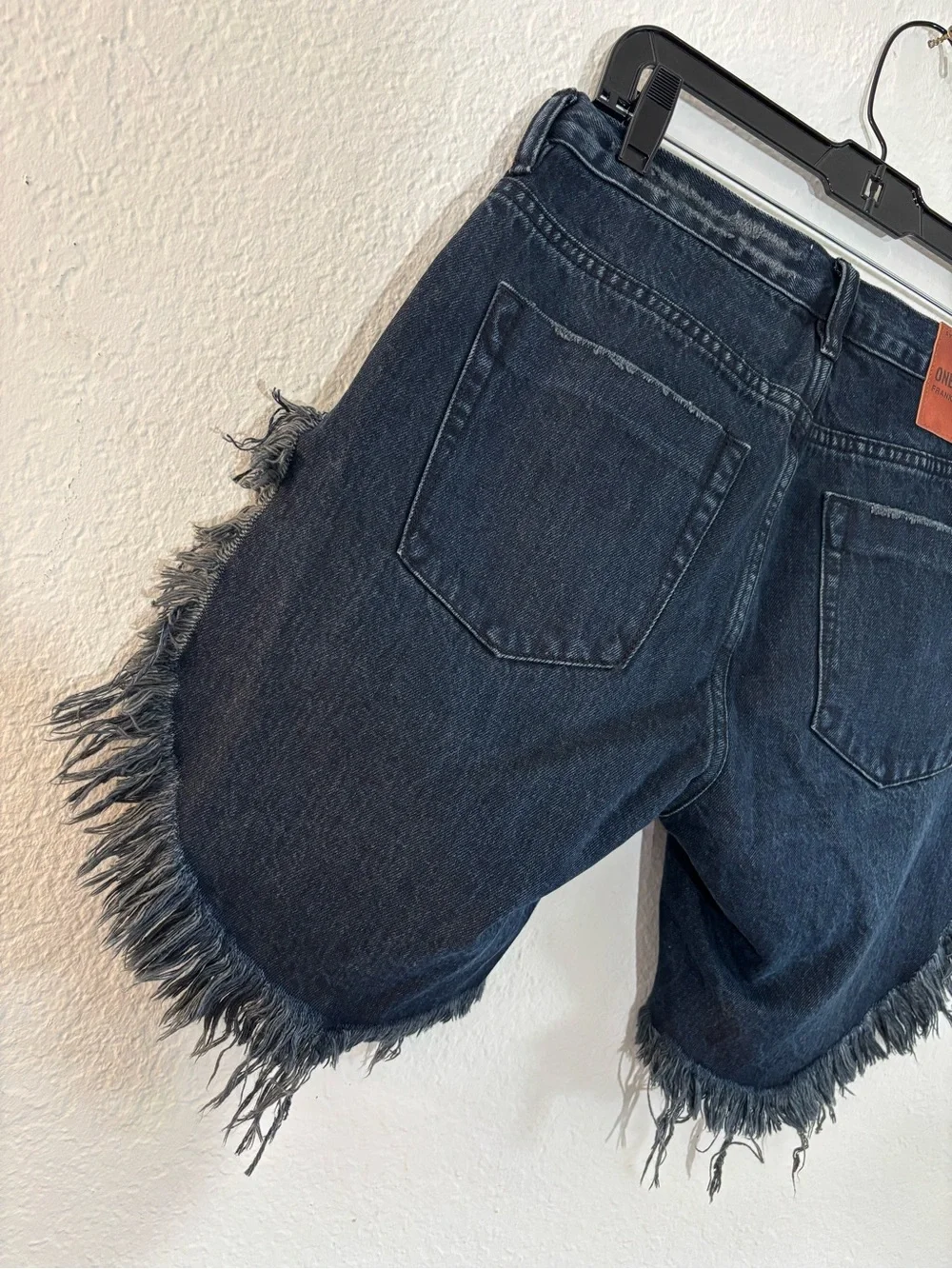 One Teaspoon Frankies High Waist Long Length Denim Shorts Fox Black Size 25